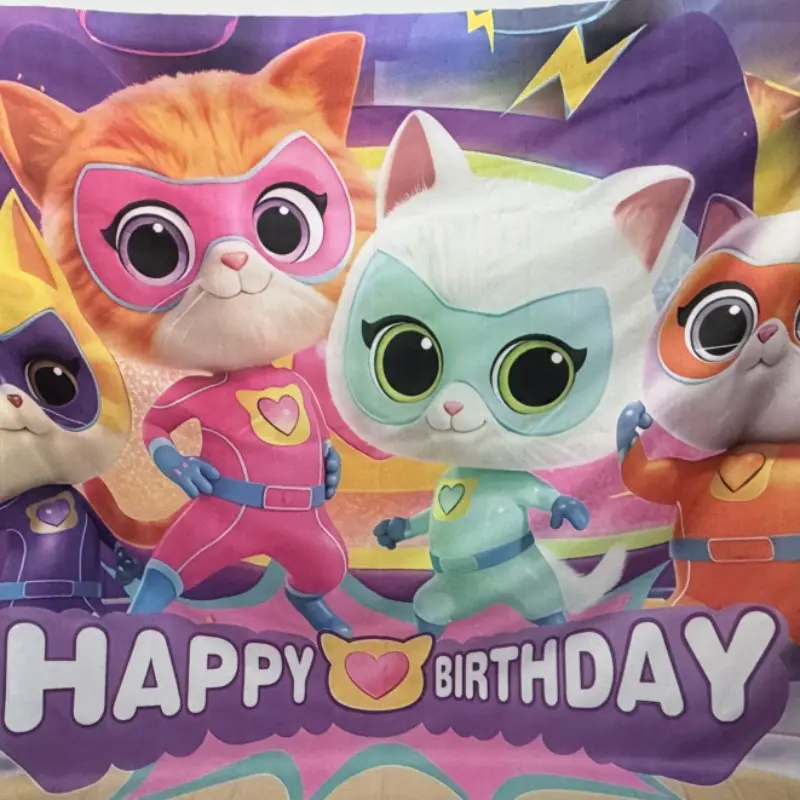 Super Cat Birthday Decoration, Cat Party Photo Background Banner, Happy Birthday Backdrop, Indoor/outdoor Birthday Decor, Home Decoration, Live Streaming Screen