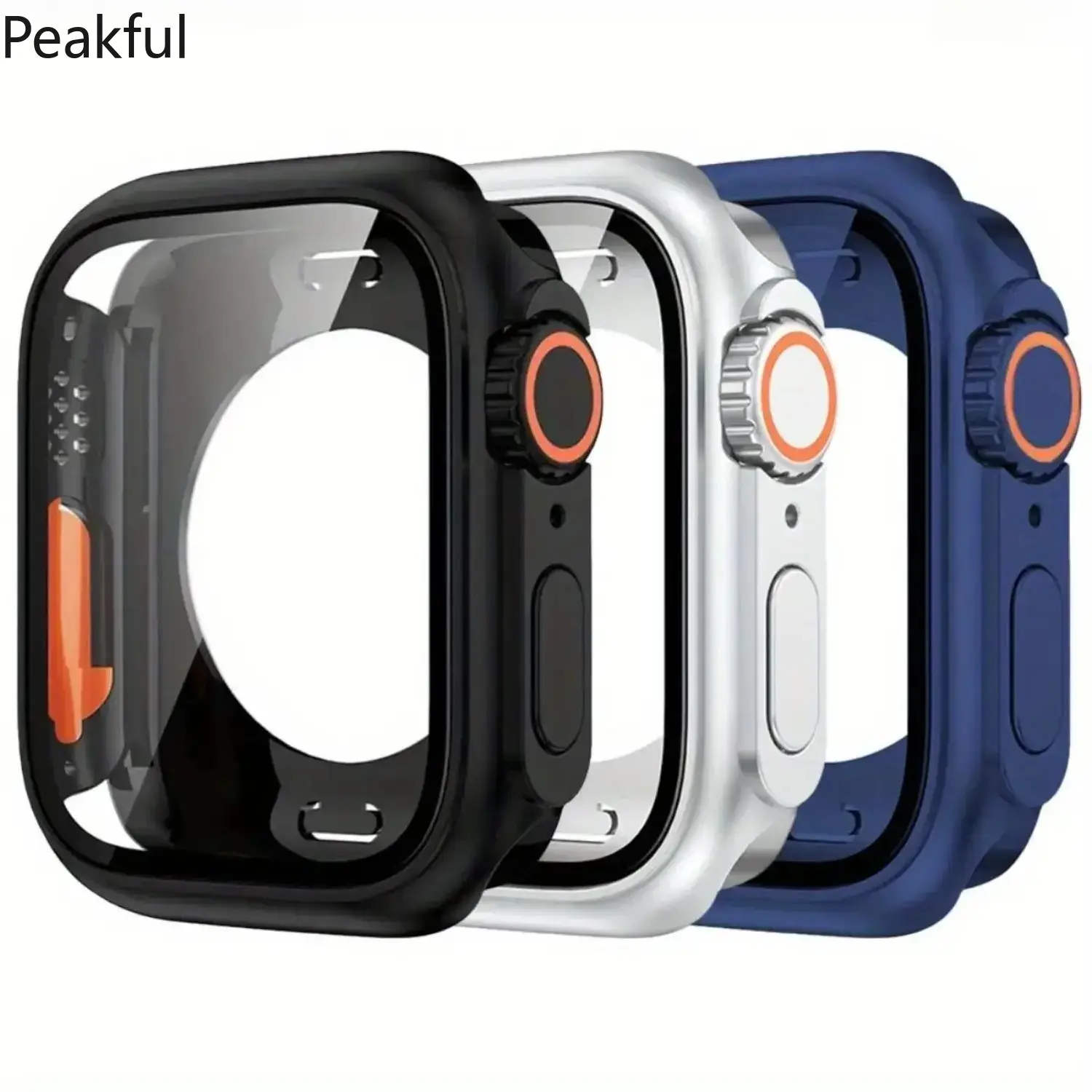 3-Pack Apple Watch Screen Protector with 9H Hardness Tempered Glass, Full Coverage Bumper Case for 40/41/42/44/45/46mm iWatch, Shockproof & Scratch Resistant