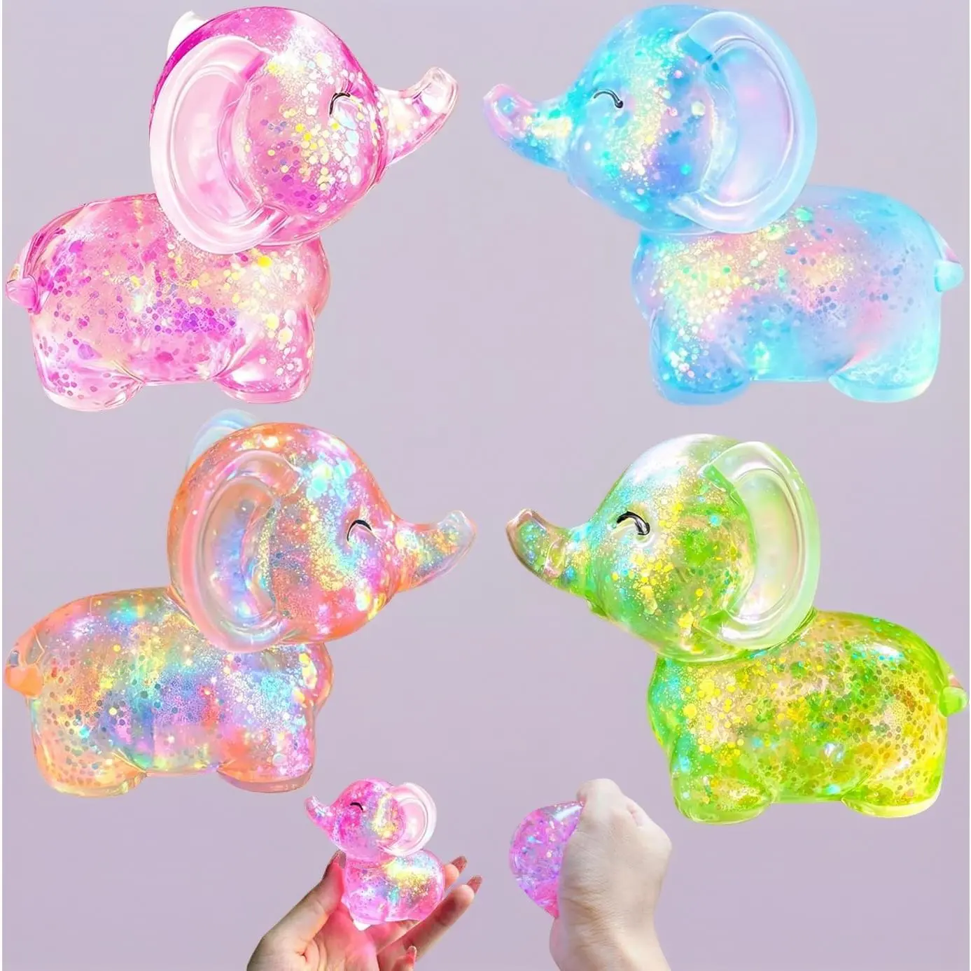 4Pcs Unisex Elephant Squishy Toys - Ultra-Soft Slow-Rising Anxiety Stress Relief Aid, DIY Painting Supplies Compatible Toy Set, Anxiety Relief