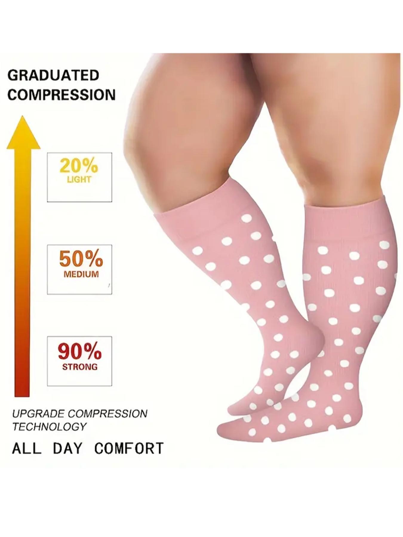 5 Pairs Unisex Compression, 20-30mm Hg Graduated Support Stockings, Athletic Running Socks, Ideal for Running & Nursing, All Season Wear