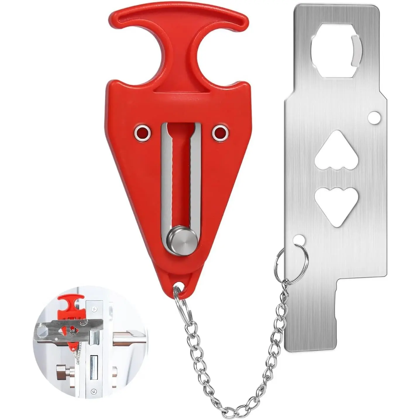 Portable Door Lock for Travel Door Lock Hotel Room  Devices Apartment Jammer Additional Safety for Traveling  College upgrade (Red combination)