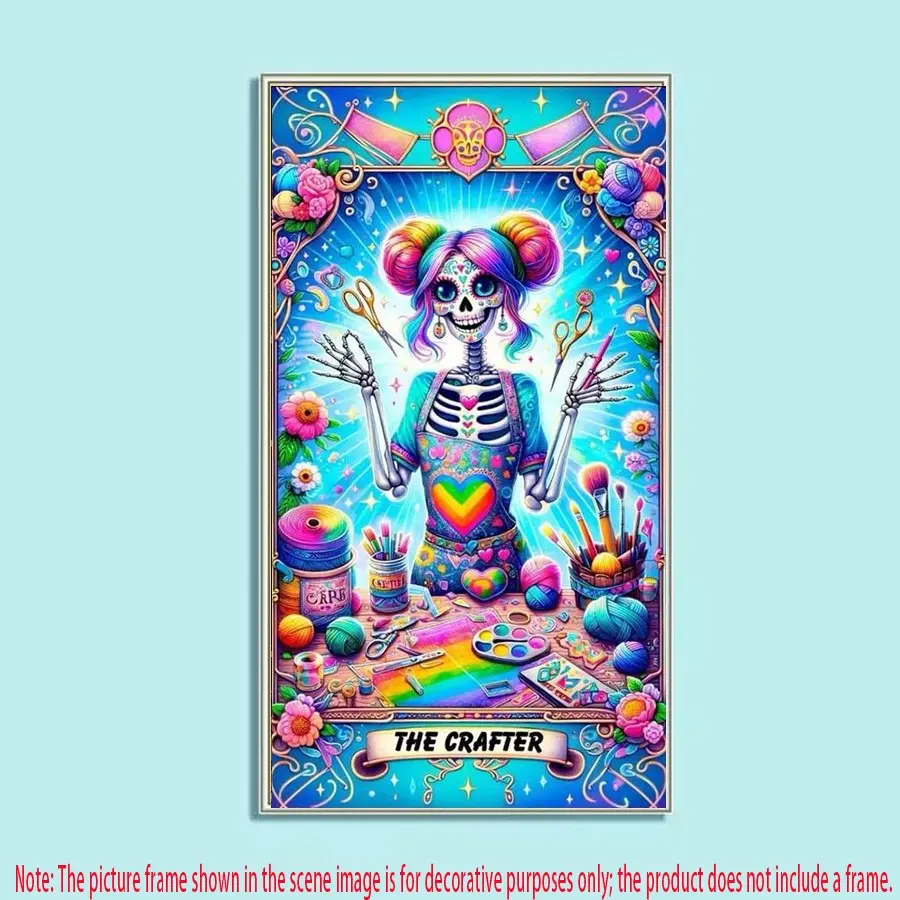 1pcs 5D DIY diamond painting kit, 5D diamond art set, DIY decoration, colorful, skull, tools. Diamond painting kit full drill DIY, mosaic, diamond art, DIY home decoration, wall art painting, suitable for Halloween and Christmas, Handicraft.