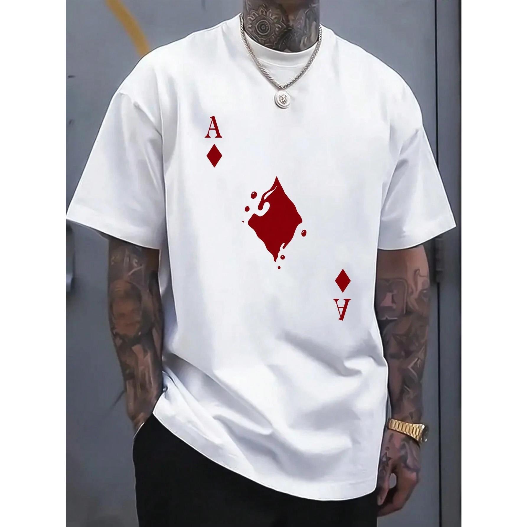 [ Cotton] Sleek And Stylish Poker Tee: Embody A Suave And Trendy Look With The Ace Of Diamonds Design T-Shirt For Men And Women