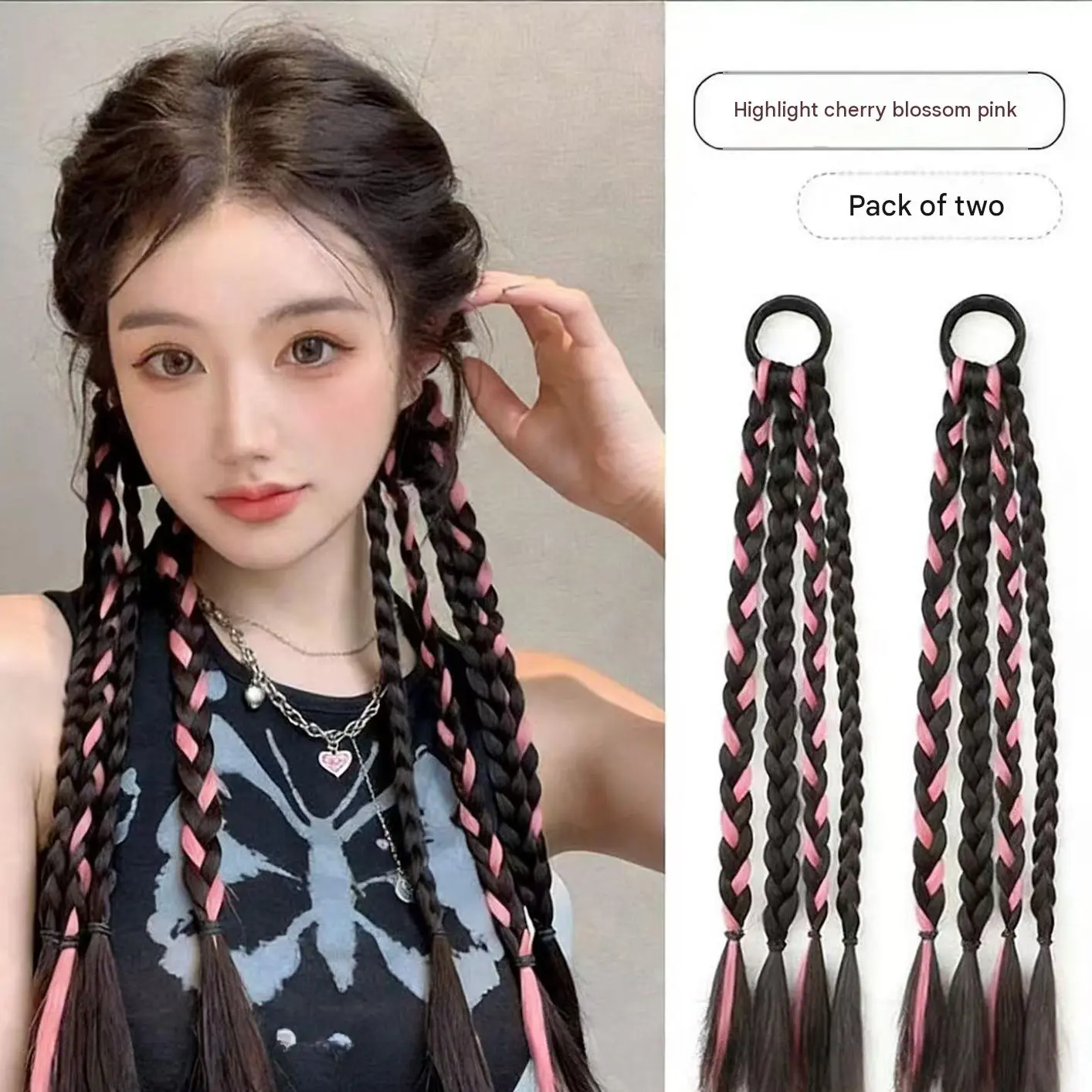 Braided Hair Extensions & Silver Cords – Faux Dreadlocks Style, Jazz & Street Dance Hair Accessories for Girls