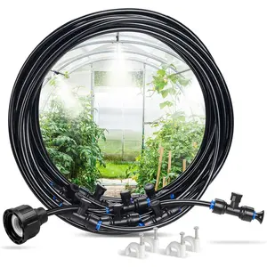 Misting Cooling System, 32FT Pre-Assembled Misting Kit, 7 Rust-Proof Nozzles, 3/4" Adapter, Outdoor Mister for Patio Cooling, Greenhouse, Pet & Chicken Coop