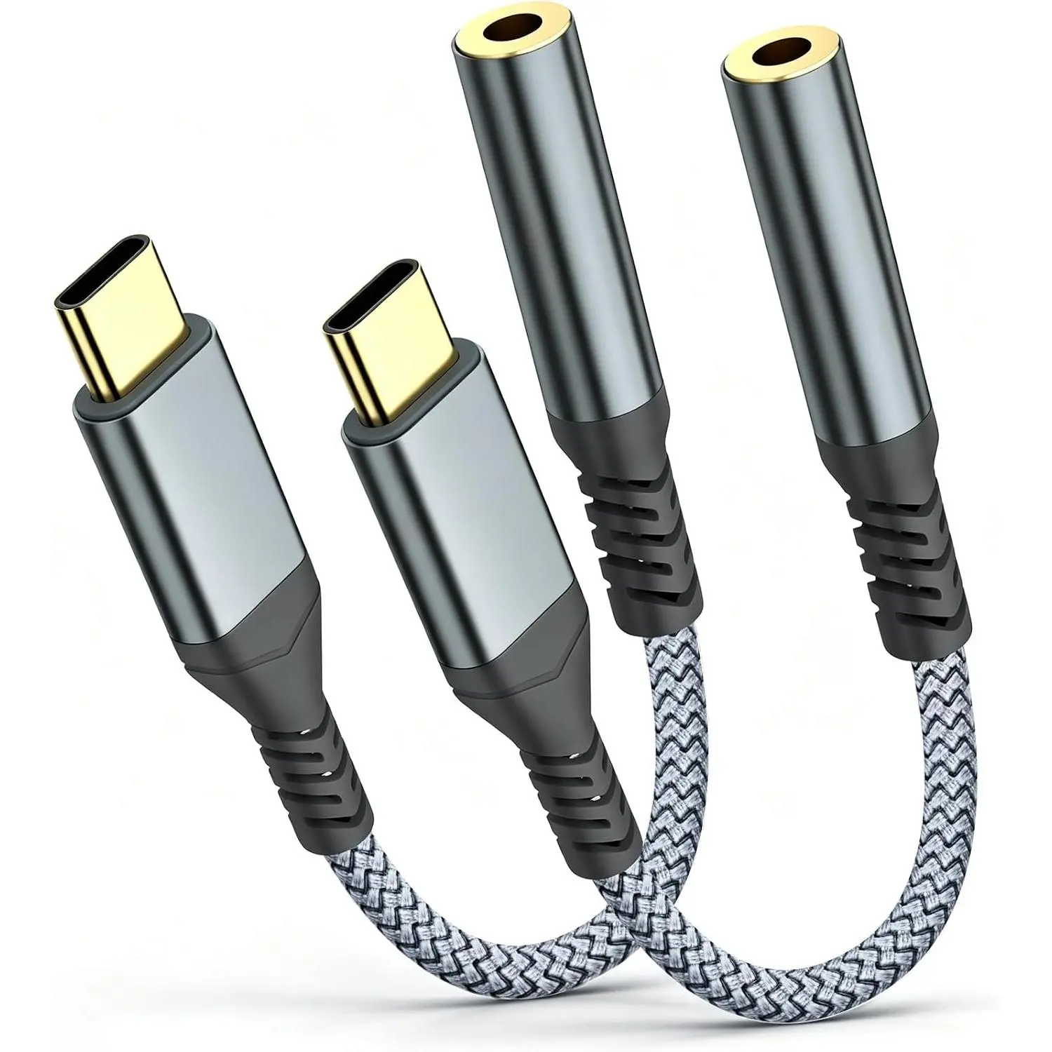 USB C to 3.5mm Audio Headphone Adapte(2 Pack), USB C To Aux Adapter Type C Hi-Fi Usb C To Headphone Jack Adapter For  17 Pro Max/17 Pro, 16/15 Pro Max, 16/15 Pro, Galaxy S24/S23/S22 Ultra