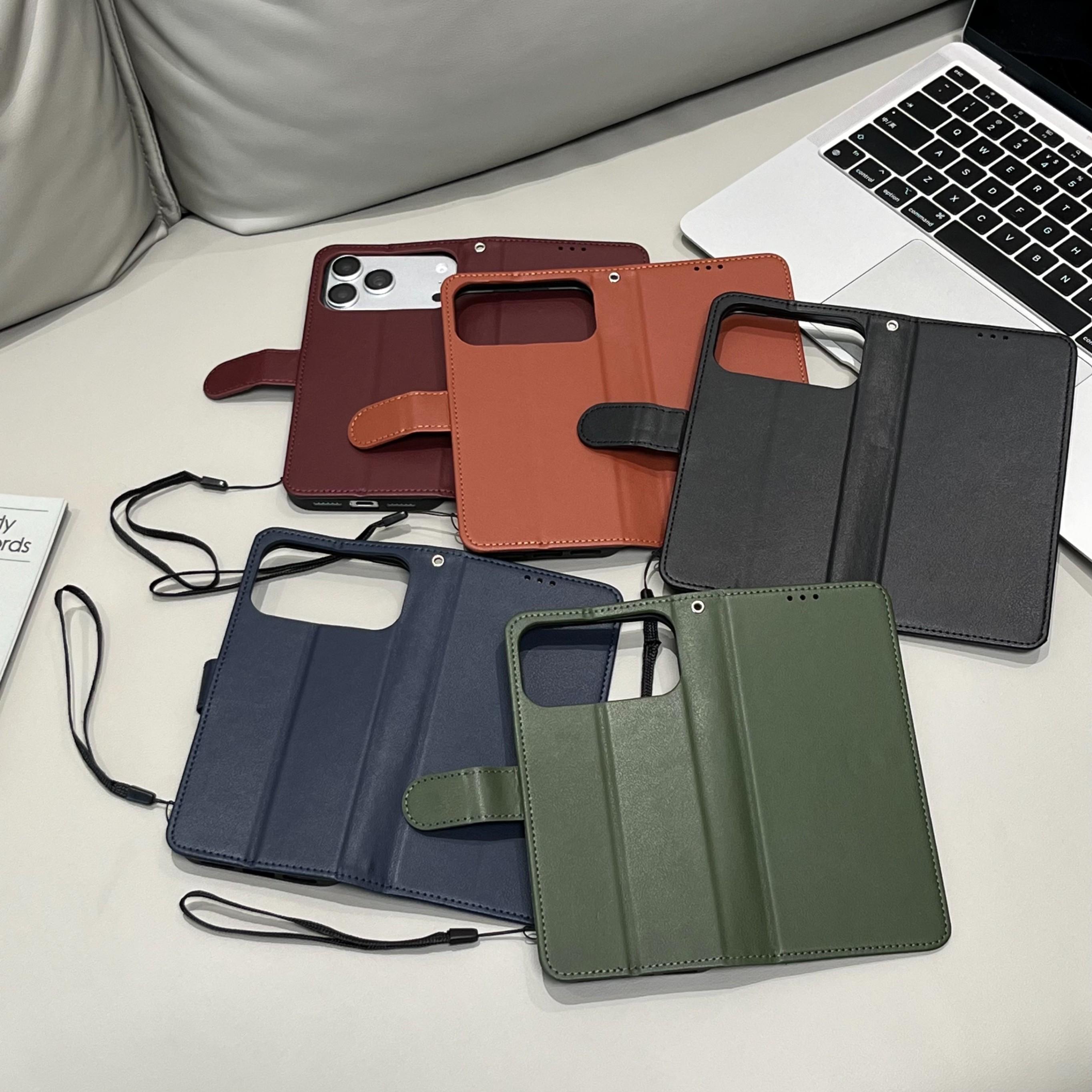 Luxury Leather Flip Wallet Case for Men, Kickstand Card Holder, Shockproof Folio Cover for iPhone 17 Pro Max 16 Pro Max 15 14 13 12 11