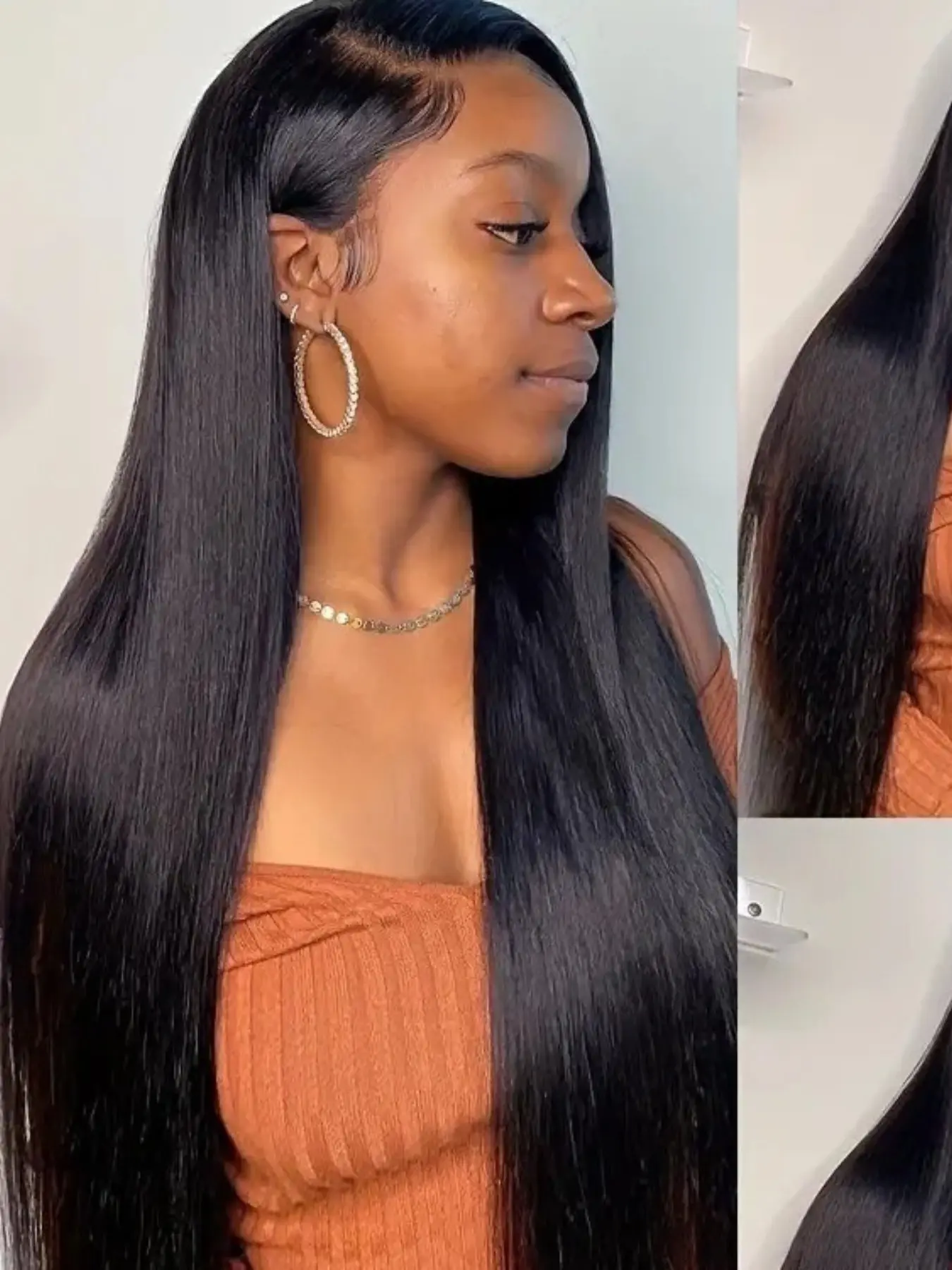 Natural Color Glueless Straight Human Hair Wig, 13x4 High-Definition Lace Front, 180% Density, Pre-Tempered Hairline, Soft and Natural Texture