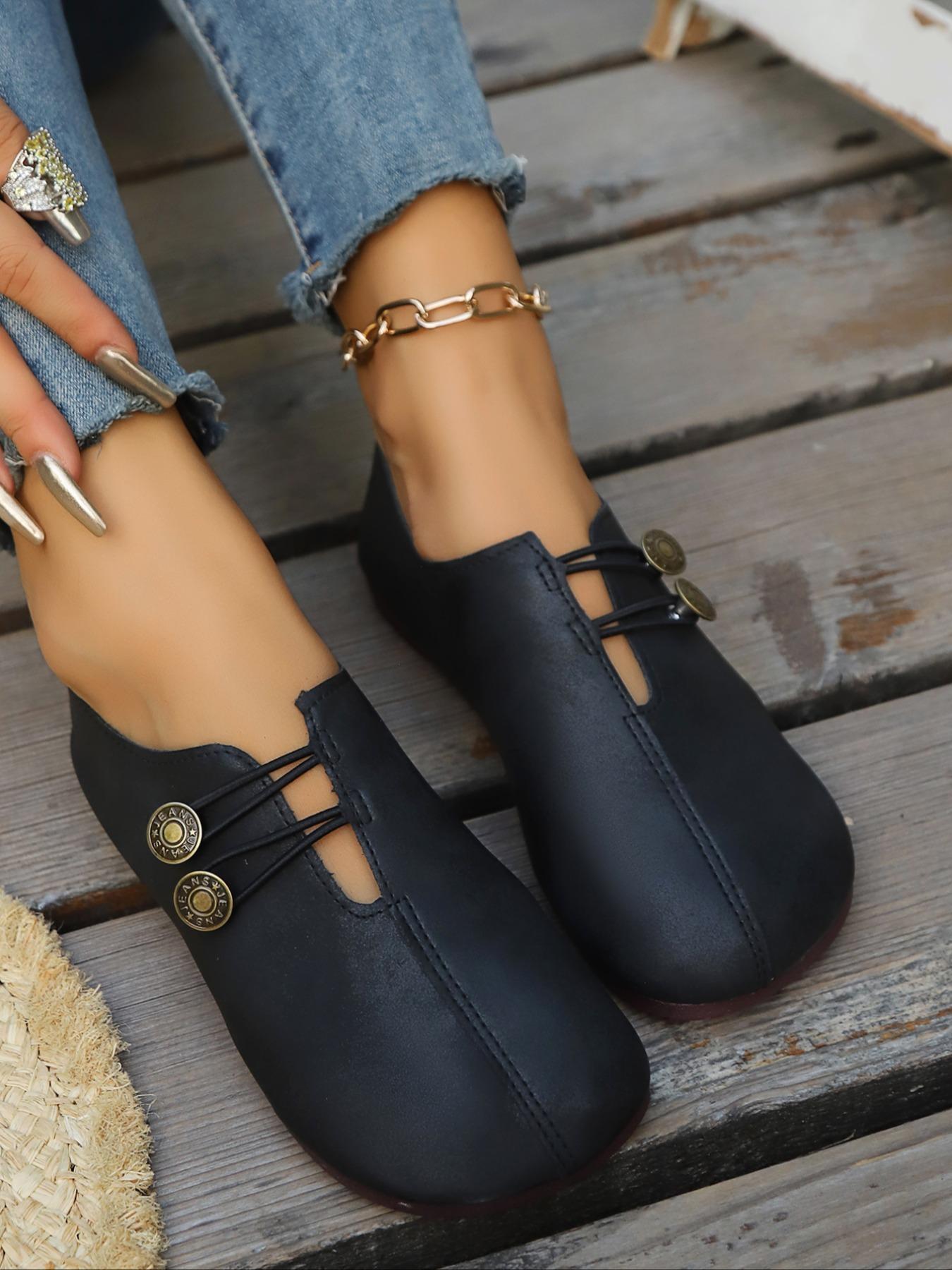 Women's Fashionable Solid Color Slip on Flats, 2024 New Style Casual Comfortable Flat Shoes for Daily Wear, Lightweight Breathable Shoes for Women & Girls, Walking Shoes, Footwear