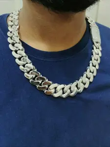 Men's 22mm custom Cuban necklace, custom Miami Plain Cuban chain, classic hip-hop rapper retro shape, thick chain body, men's trendy jewelry, exquisite gift box packaging