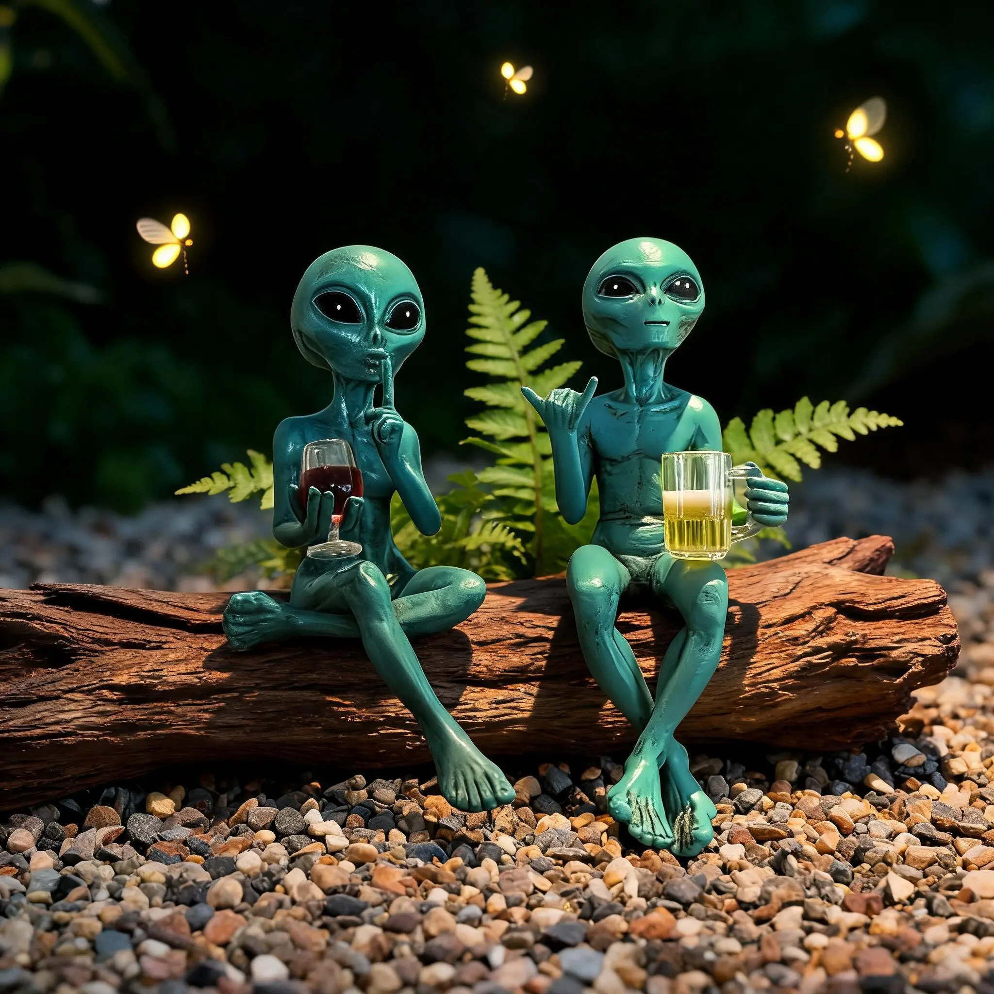 Funny Alien Drinking Wine Resin Figurine, Cute Ufo Garden Statue, Outdoor Decorative Ornament, Home Decor Ornaments, Vintage Home Decor, Holiday Gift Idea, Decorations And Ornaments
