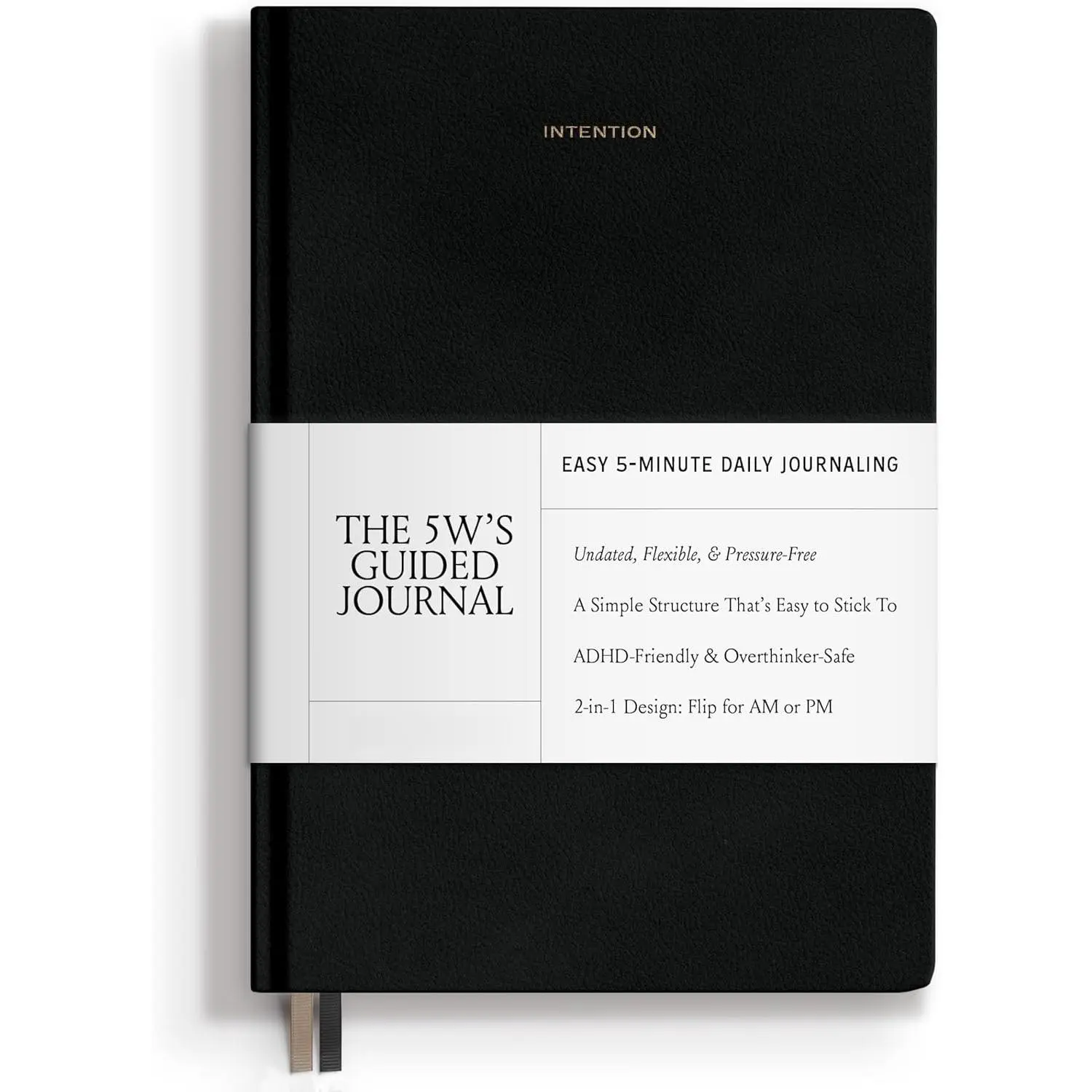 Undated Minimalist Reversible Daily Journal with Vegan Leather Finish, Morning & Evening Questions, Brain Dump & Reflection Pages, 10-Minute Mindfulness Practice (Office Stationery Organiser for Men & Women), Undated Pages