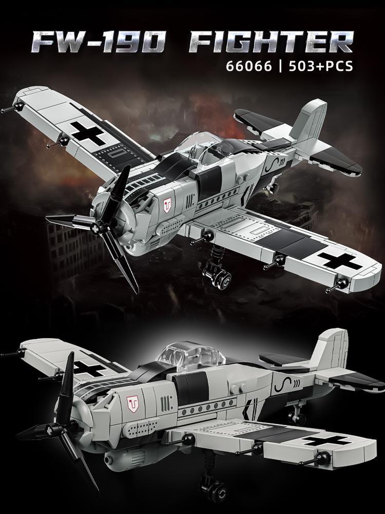 New Fw-190 Aircraft Assembly Building Blocks Pirate Propeller Combat Helicopter Children's Puzzle Toy Model