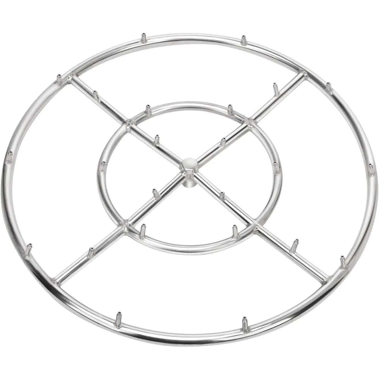 24" High Flame Round Jet Burner Ring for  or  Gas Fire Pit, 304 Series Stainless Steel, Double Ring