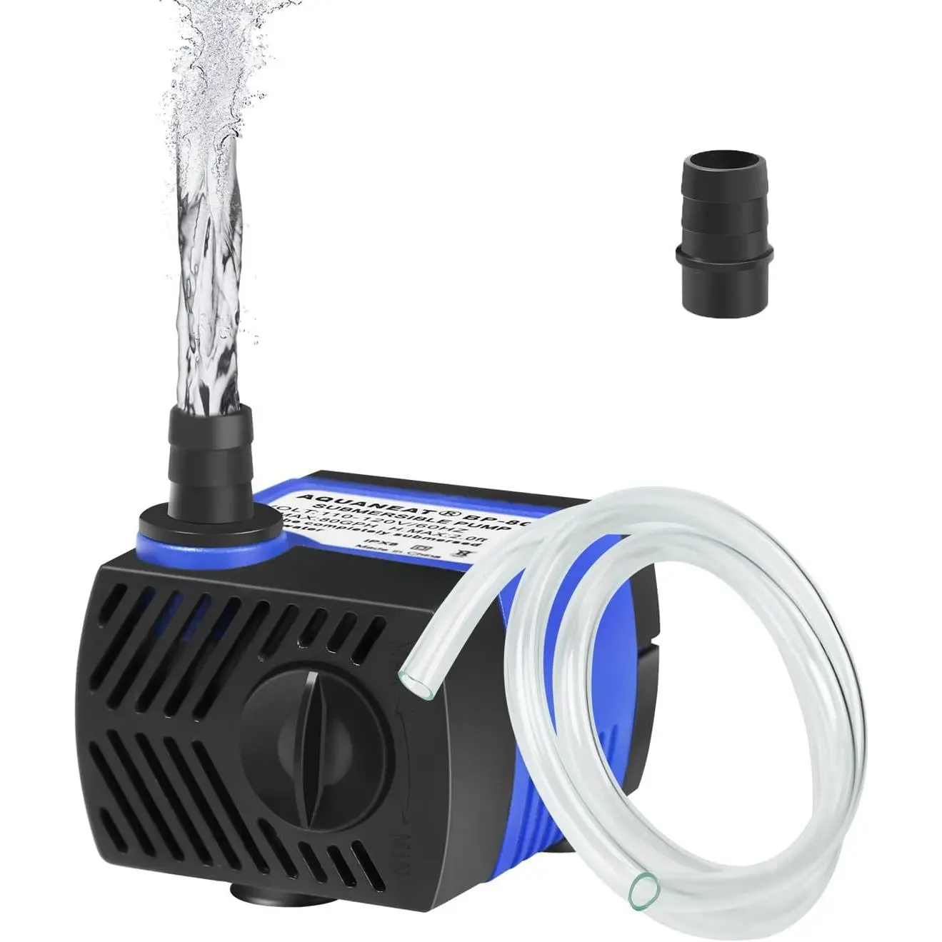 Small Fountain Pump, 80 GPH Mini Submersible Water Pump with 3.3 ft Tubing, for Aquarium Fish ,  Water Fountain, Hydroponics, Pond Waterfall Filter Pump