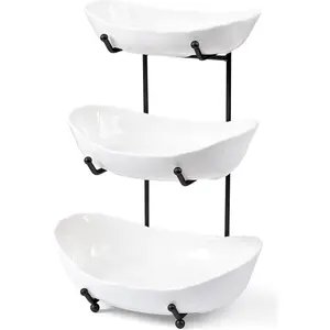 Fruit Bowl for Kitchen Counter - 3 Tier Ceramic Fruit Rack, Fruit Basket for  Fruit&Veggies, Tiered Fruit Platter Serving Trays for Party