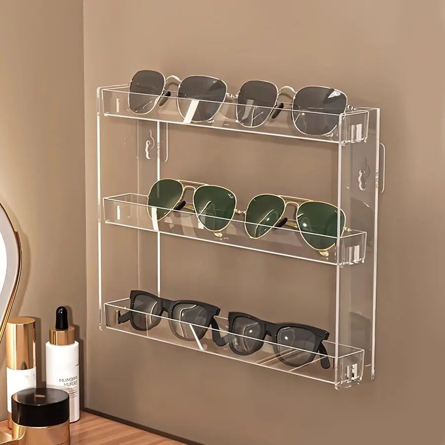 Glasses Storage Rack Box, Wall-Mounted Eyewear Organizer, Bathroom Sunglass Holder, Sun Glasses Display Stand, Essential Eyewear Accessory