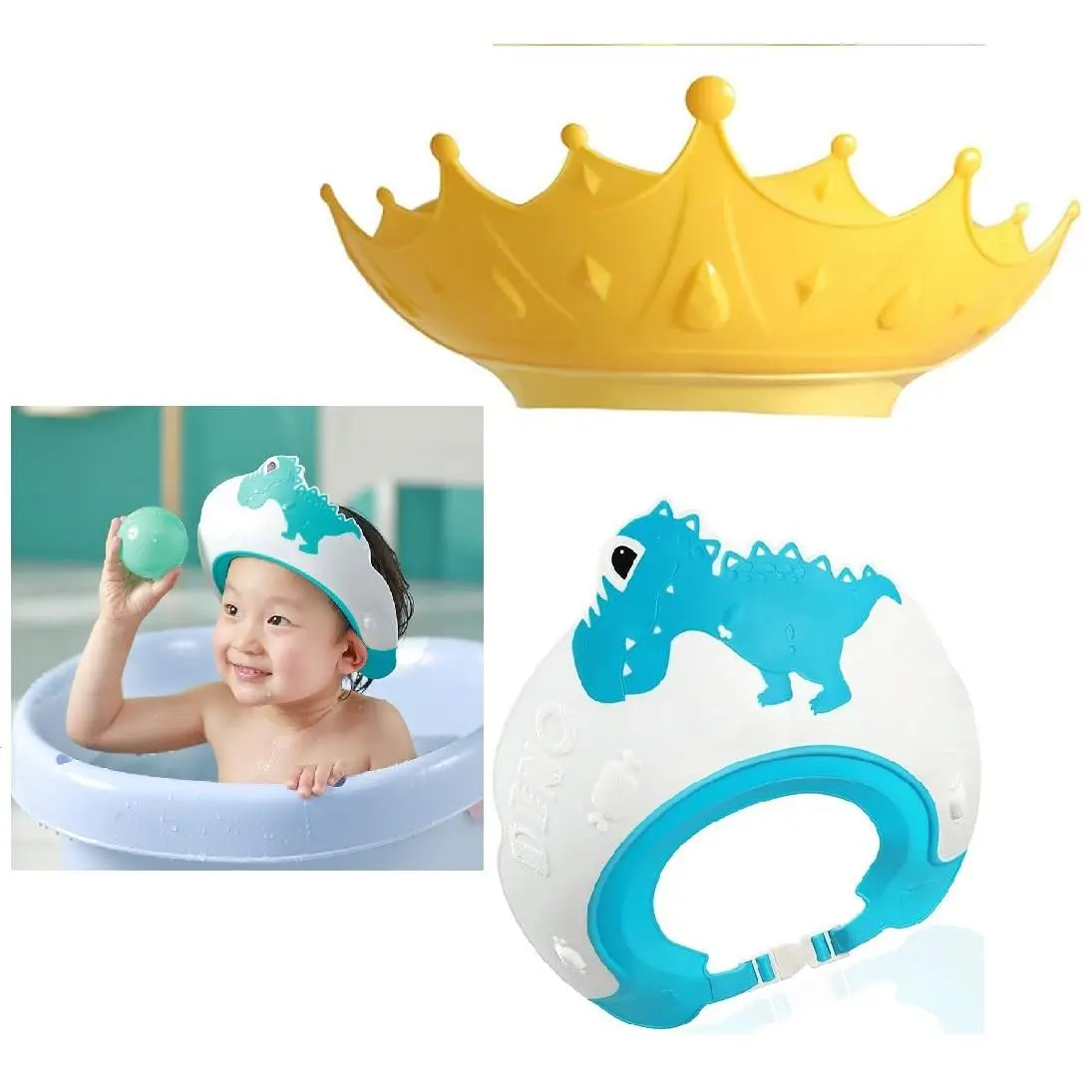 2 Pack Adjustable Kids Shower Cap - Baby Hair Washing Shield Visor Hat, Shampoo Bath Protection for Eyes and Ears, Toddler Bathing Accessory for 1-5 Years Old Children(Gift)