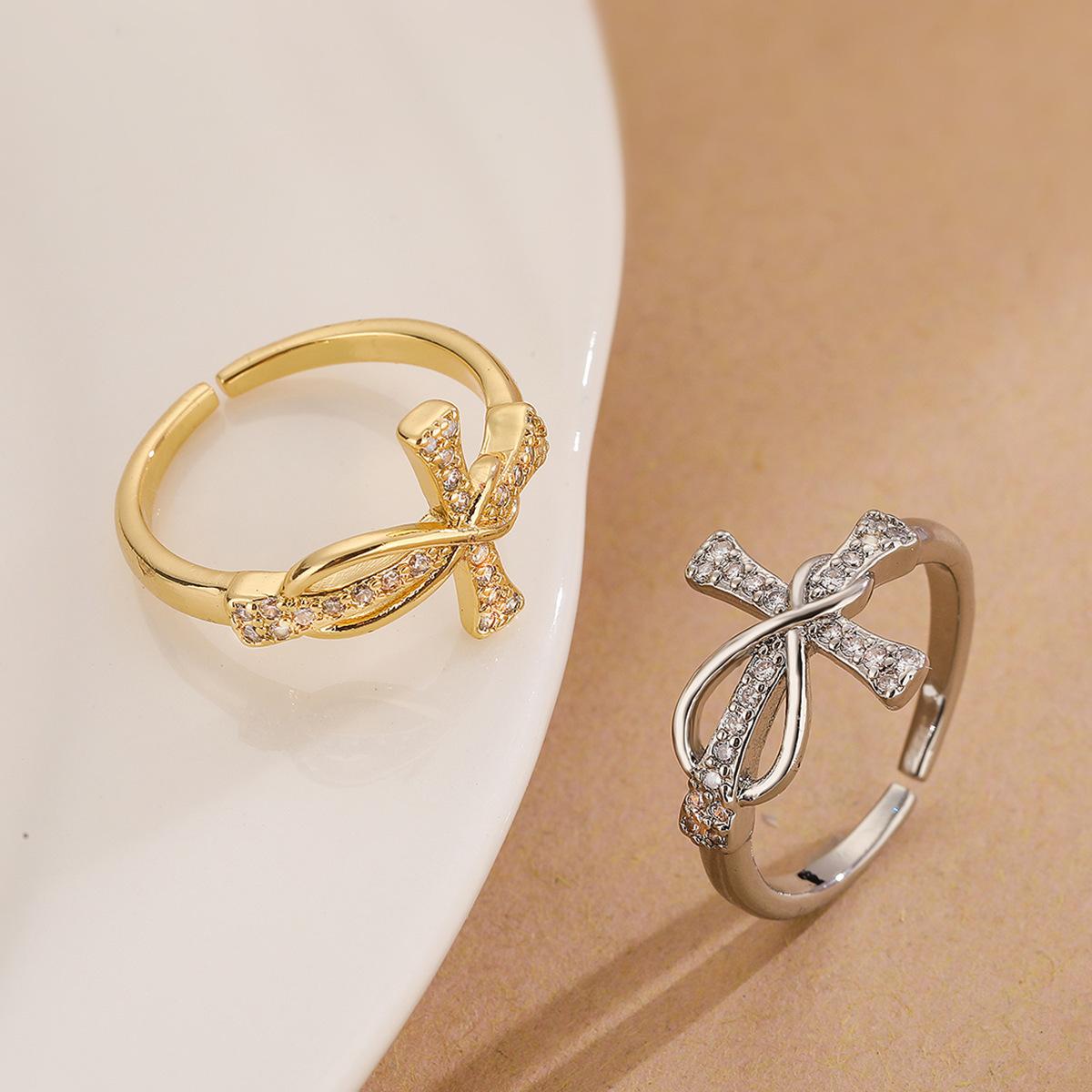 Zircon Cross Infinity Symbol Ring Couple Jewelry for Men and Women
