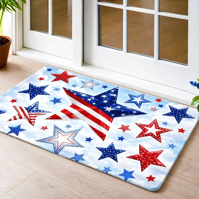 Flannel Floor Mat 1PC, 2PC, 3PC. Durable, stain-resistant, machine washable American flag floor mat suitable for living room, bedroom, office, bathroom, balcony, corridor, porch, kitchen, outdoor, entrance, foot mat, carpet, bedside, rug, front door mat,