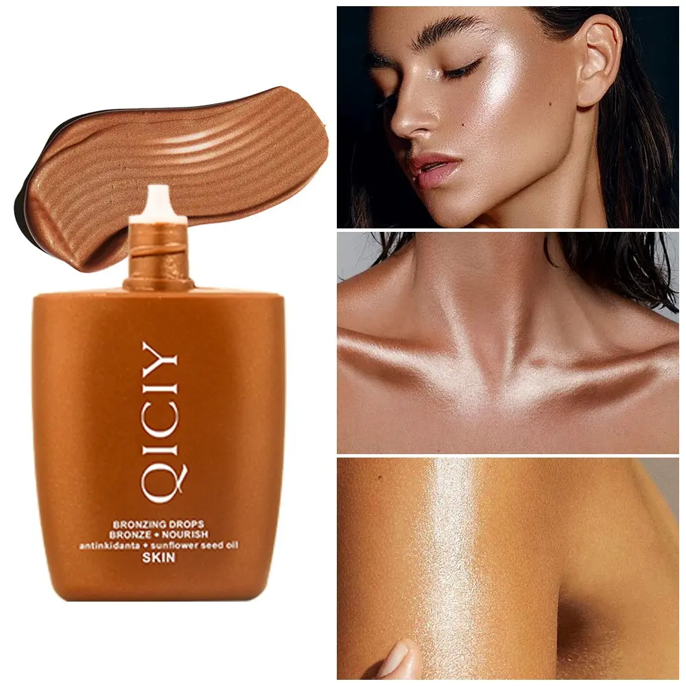 Facial and Body Highlighter Oil, Pearlized Glitter, Long-Lasting Shine, Contour and Highlight in One, Waterproof and Sweatproof