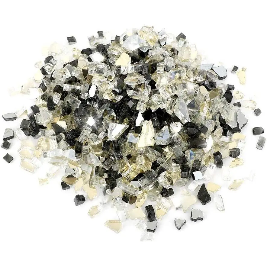 10-Pound Blended Fire Glass - 1/4 inch Reflective Tempered Fire Glass Blended Onyx Black, ,  Reflective for Indoor and Outdoor Gas Fire Pits and Fireplaces