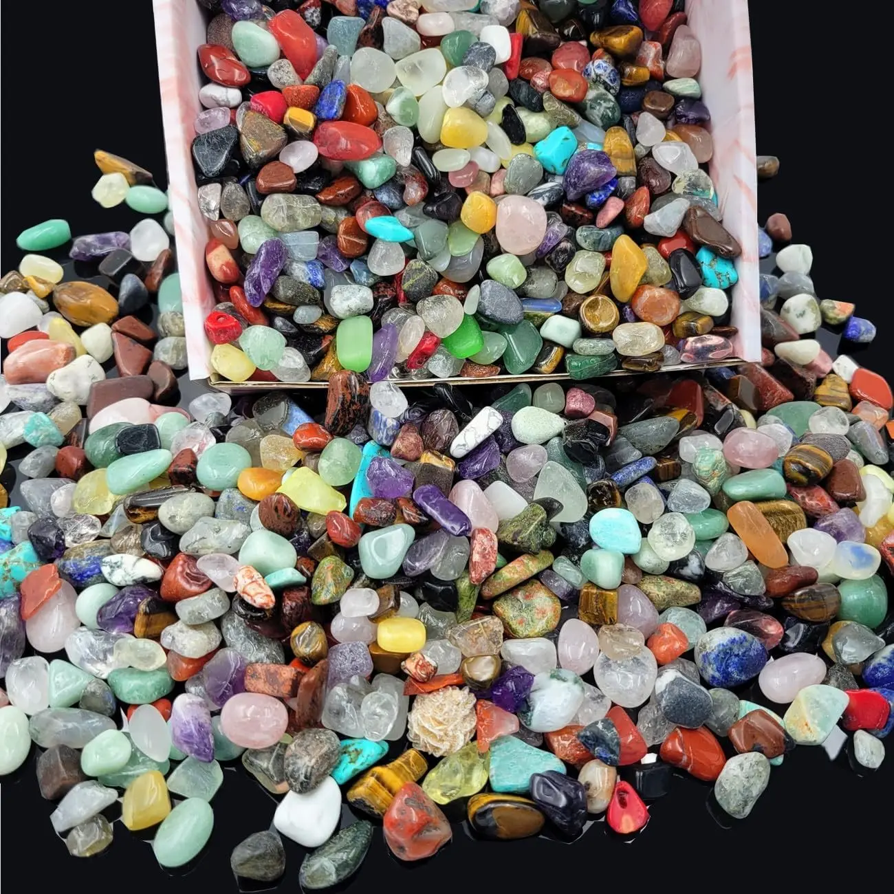 800Pcs+ (3lb) Gemstones and Crystals Set,30Kinds+ Bulk Rocks and Minerals Science Kit,Rocks Collections for Kids,Tumbled Chips Crystals,Crushed StonesGift