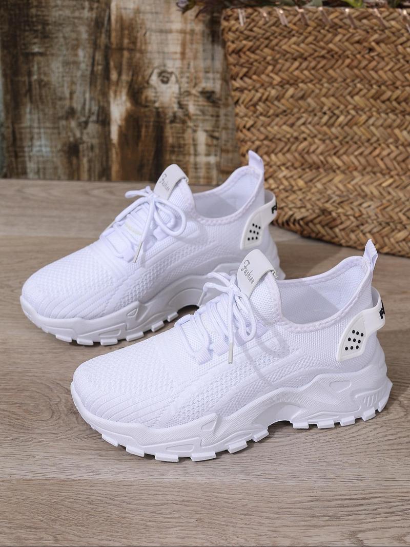 Women's Sporty Lace Up Low Top Sneakers, Casual Comfortable Breathable Running Athletic Shoes, Fashionable All-match Sneakers for Daily Wear