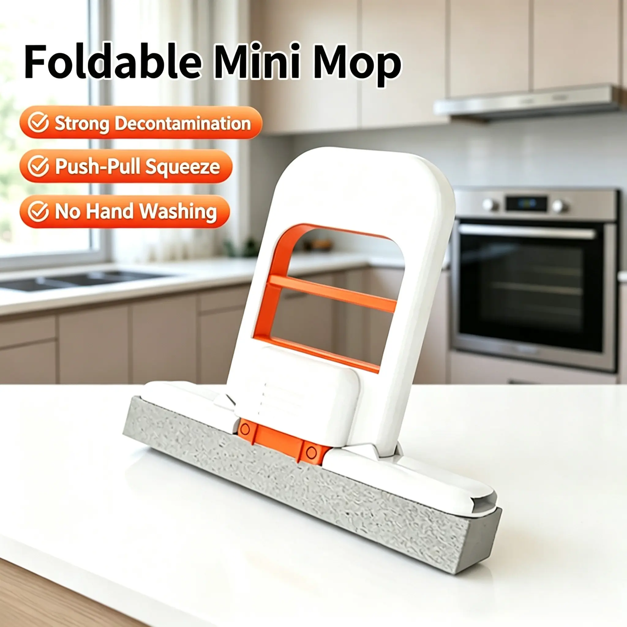 Multi-Functional Mini Sponge Mop, Handheld Kitchen Cleaning Tool, Absorbs Water, Ideal for Oil Stains, Spills, Beverages, Household Cleaning Tool