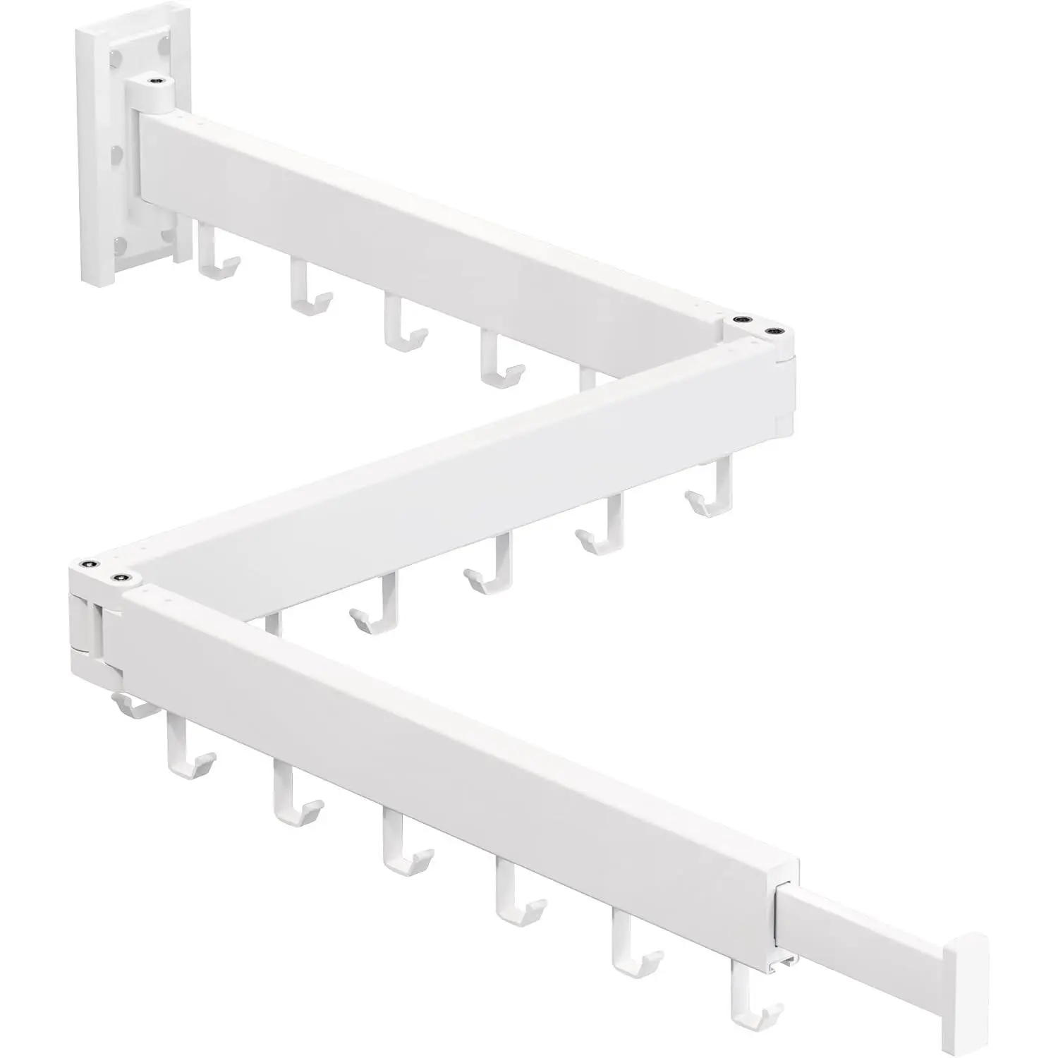 Wall Mounted Collapsible Retractable Clothes Drying Rack, Foldable Laundry Dryer Hanger Rack, White