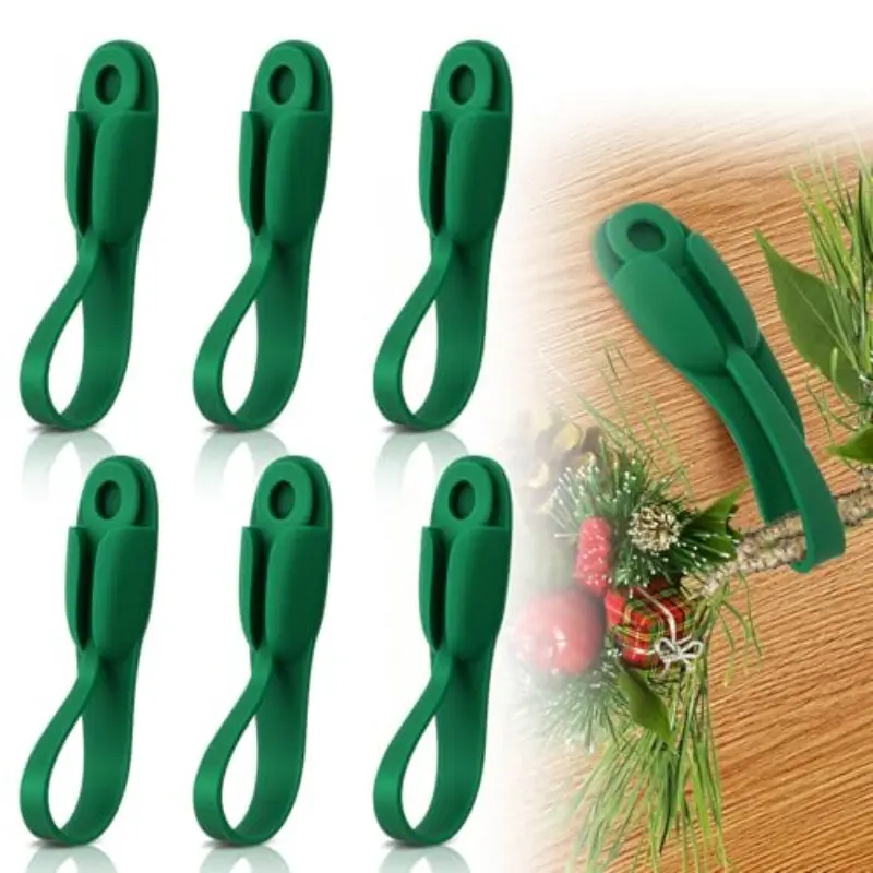 6/12/24 PCS Christmas Garland Hangers for Mantle, Fireplace Stocking and Garland Hanger, Stretchable and Reusable Silicone Adhesive Tape, Suitable for Christmas Door Frame, Staircase Decoration