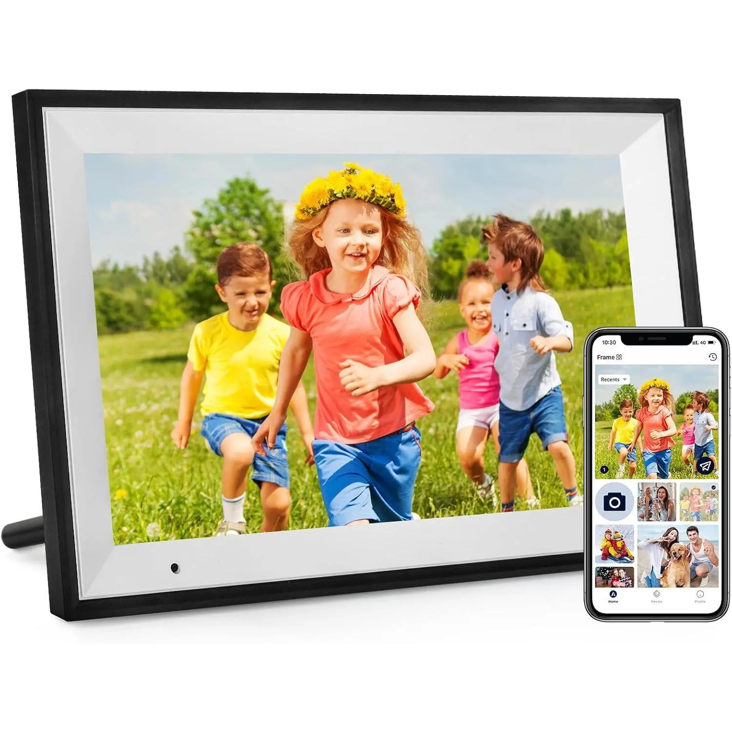 Digital Picture Frame 10.1 Inch Digital Photo Frame 32GB Storage, WiFi Picture Frame with1280x800 IPS Touch Screen, Auto-Rotate Photo Frame Share Your Photos and Videos via AiMOR App, Black