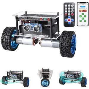 Robot Car Kit, Soldering Practice Project with Ultrasonic Obstacle Avoidance, Dual Control, Electronic Solder Engineering Kit for Kids Ages 15+