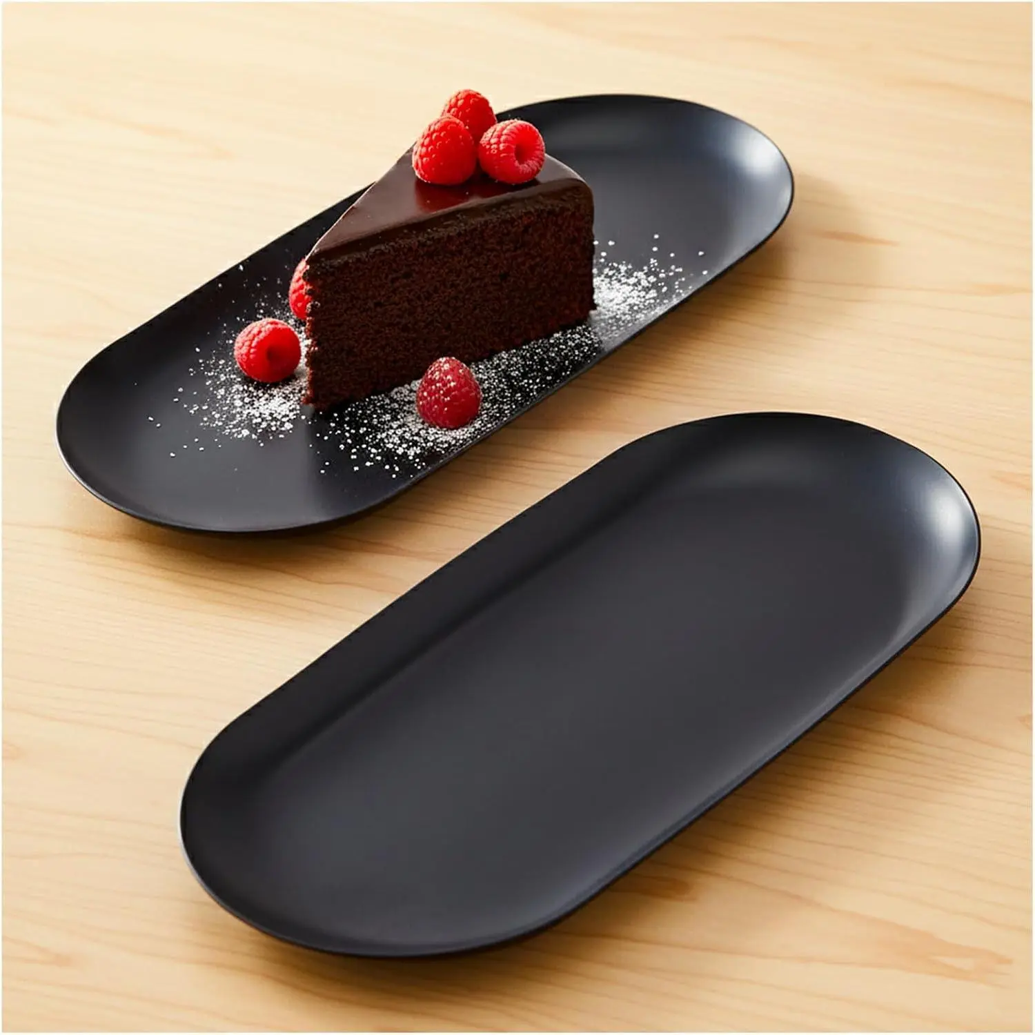 2PACK Black Decorative Tray,Oval Stainless Steel Trays, Decorative Tray for  Dish  Organizer Bathroom Clutter Serving Platter (Black, 7 in)