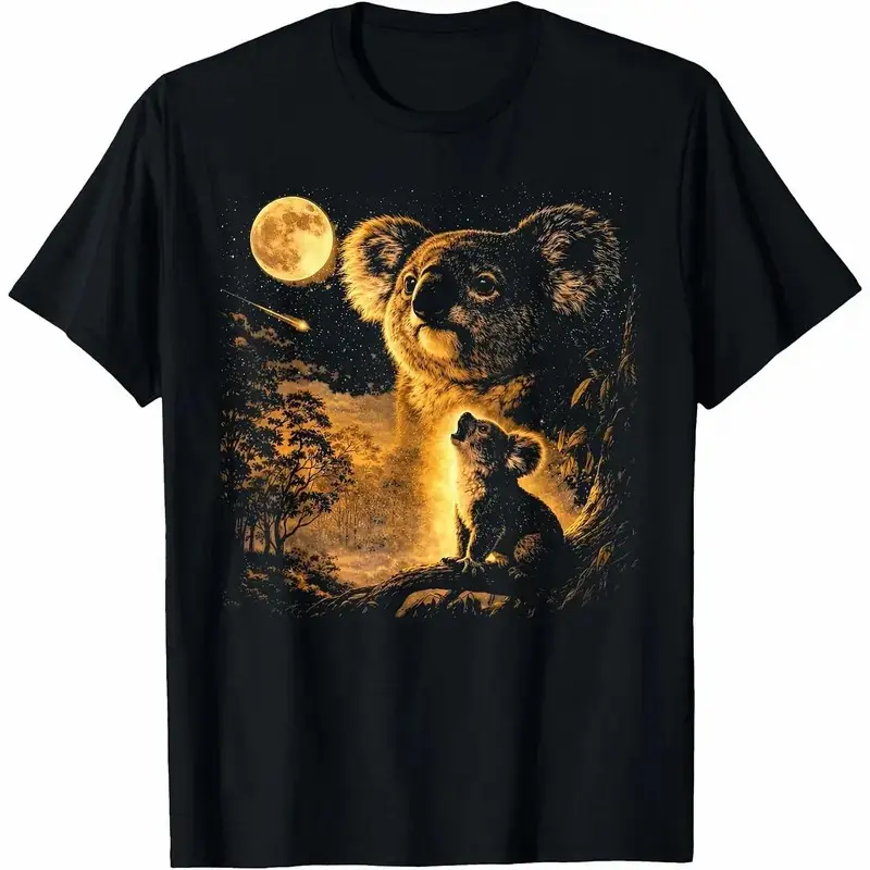 100% Premium Cotton graphic tees Koala Howling to The Moon Vintage 90s Australian Animal Meme T-Shirt