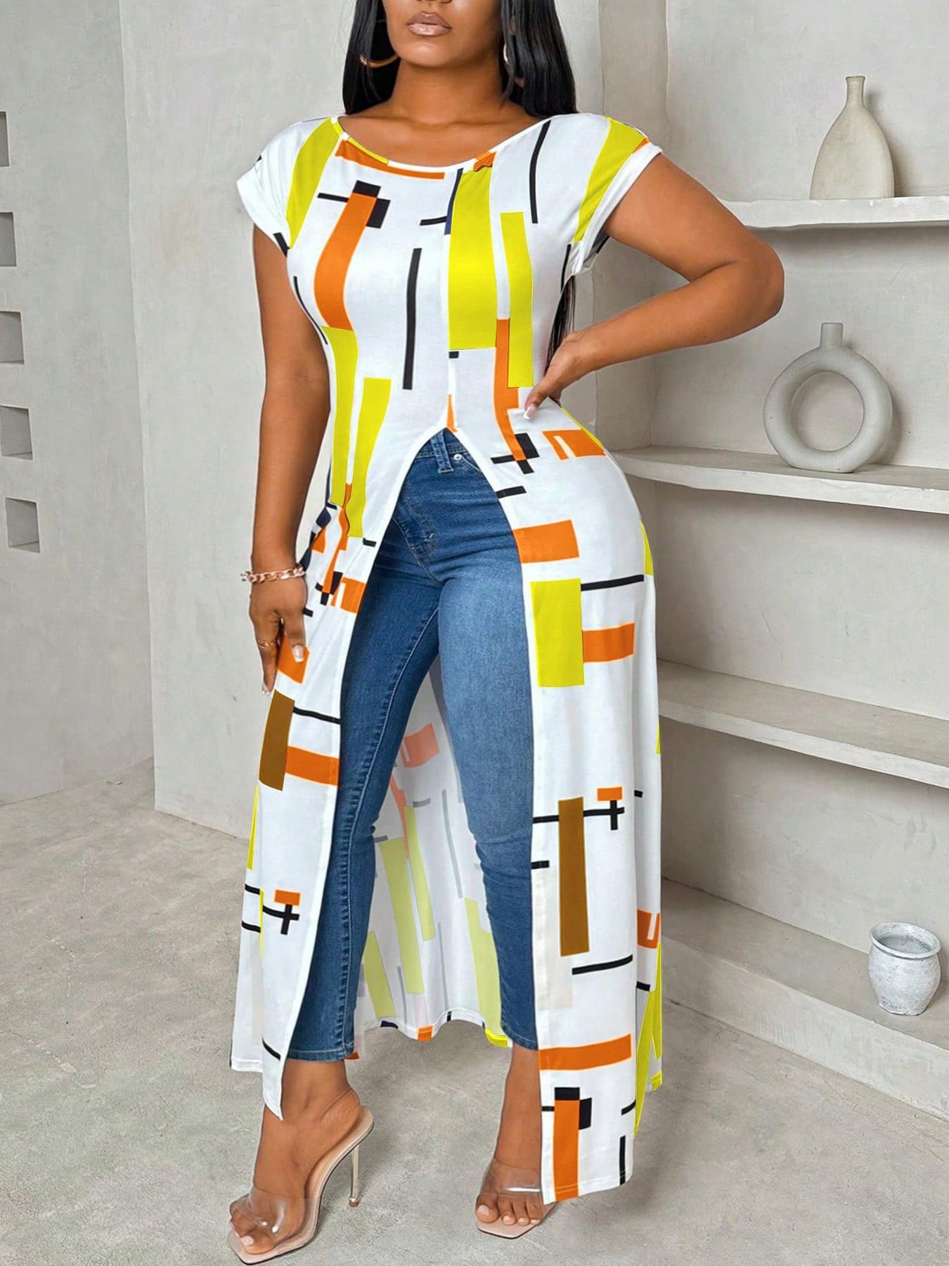 Plus Size Striped Print Round Neck Tee, Casual Long Sleeve Crew Neck Fitted T-shirt for Daily Wear, Women Plus Clothing for All Seasons, Summer Clothes Women