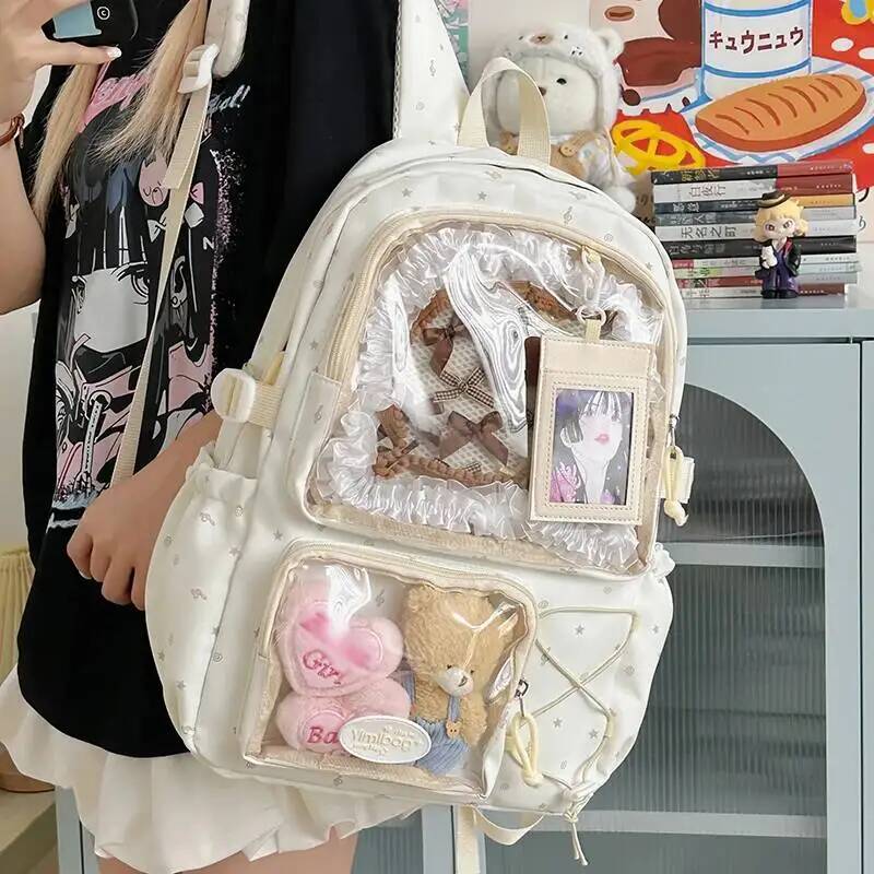New Y2K Cute Ita Backpack Large Capacity Commute Rucksack Girl Transparent DIY Display Knapsack Outdoor Fashion Travel Schoolbag
