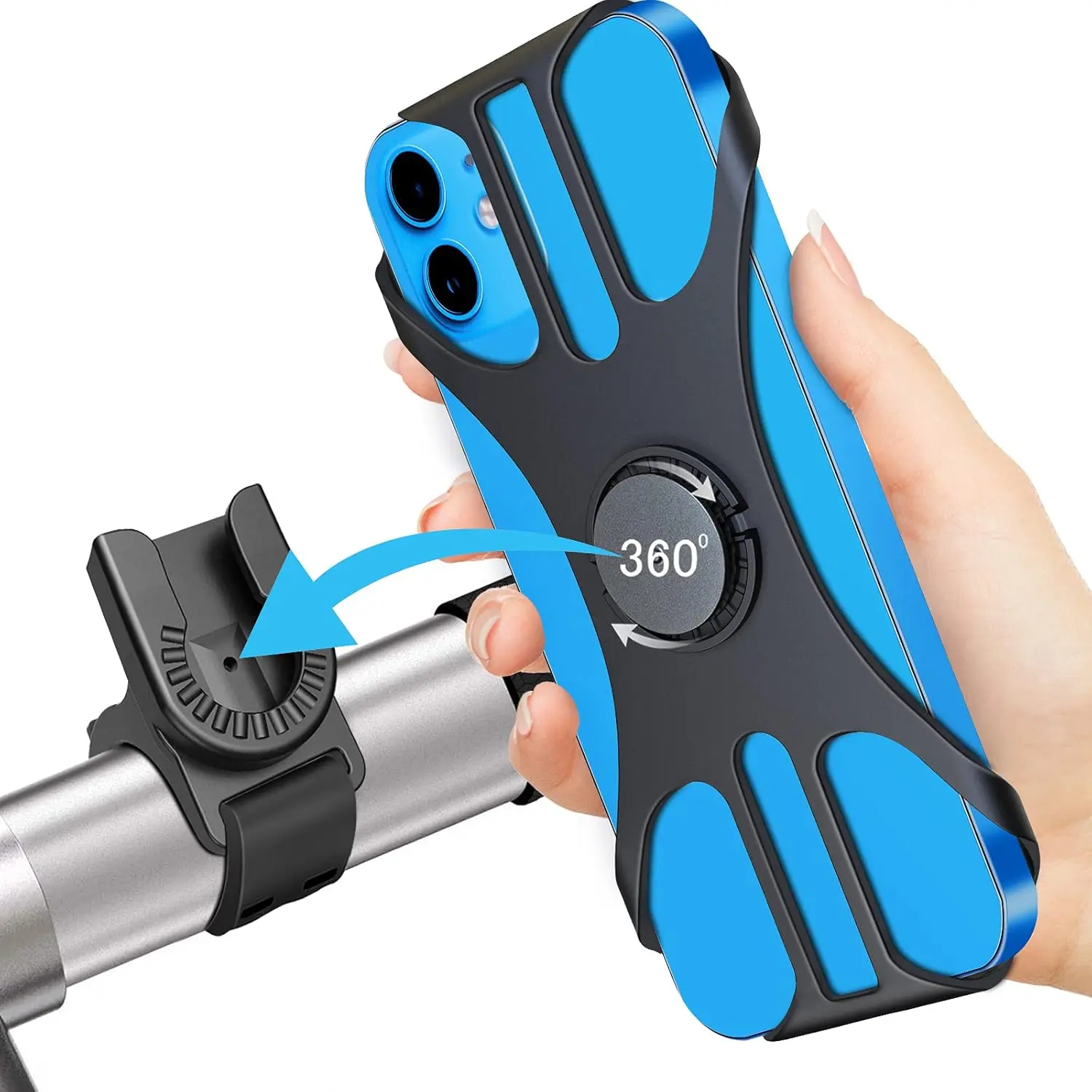 Detachable  Phone Holder,    Cell Phone Mount, 360° Rotatable Adjustable  Phone Mount Compatible for 4" to 6.7" Smartphones