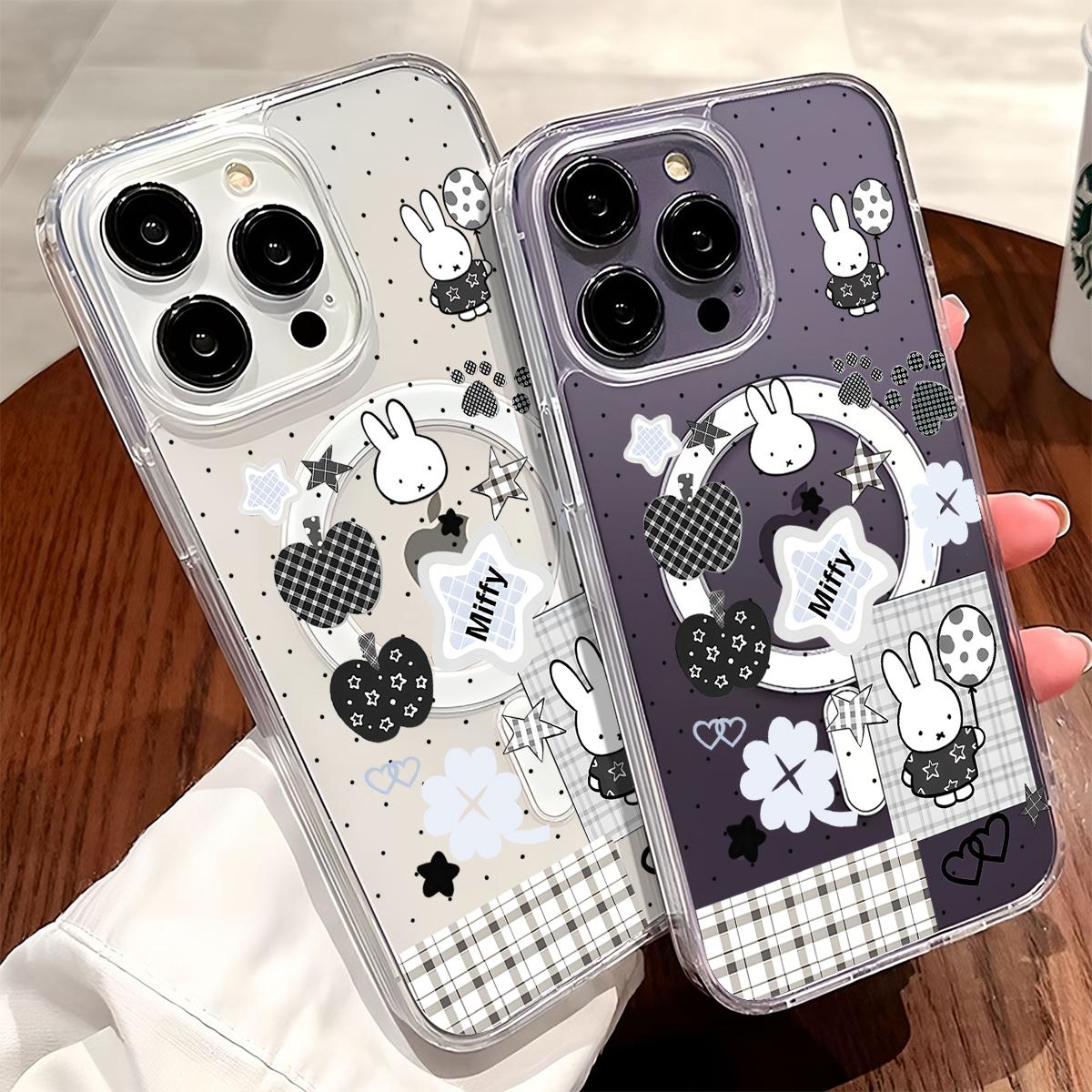 Cartoon Cute Kawaii Miffy Magnetic Clear Compatible with MagSafe Shockproof Protective Phone Case for iPhone 17 16 15 14 13 12 11 Pro Max X XS MAX Air 17e