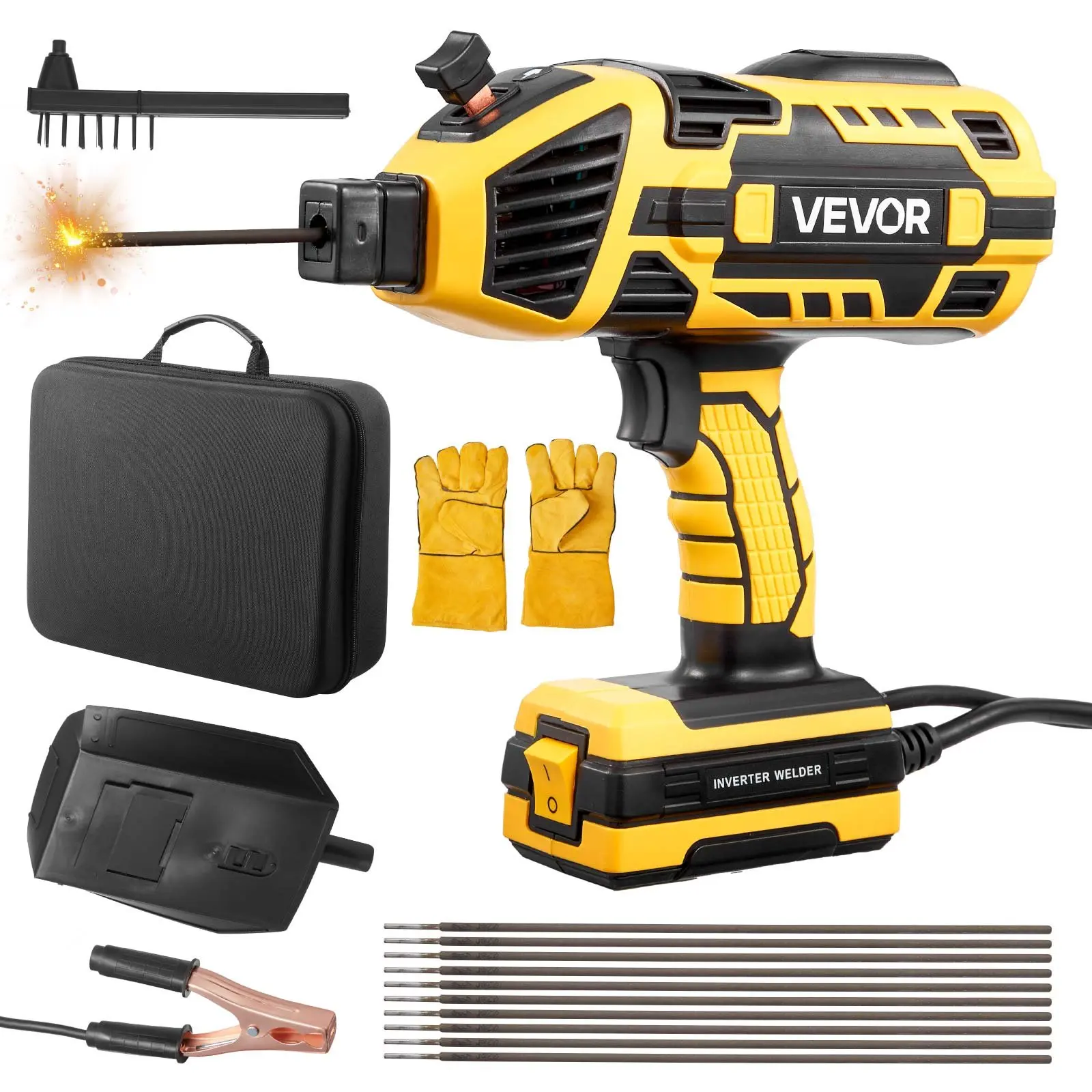 VEVOR Portable Handheld ARC Welder, 20-120A IGBT Inverter Stick Welder, 110V Unit with 5-Level Current Adjustment, Hot Start, Anti-Stick, Heat Vents & Overheat Protection, Fits 1/16"-1/8" Welding Rods, Ideal for Automotive Repair & DIY Enthusiasts, 0.12 I