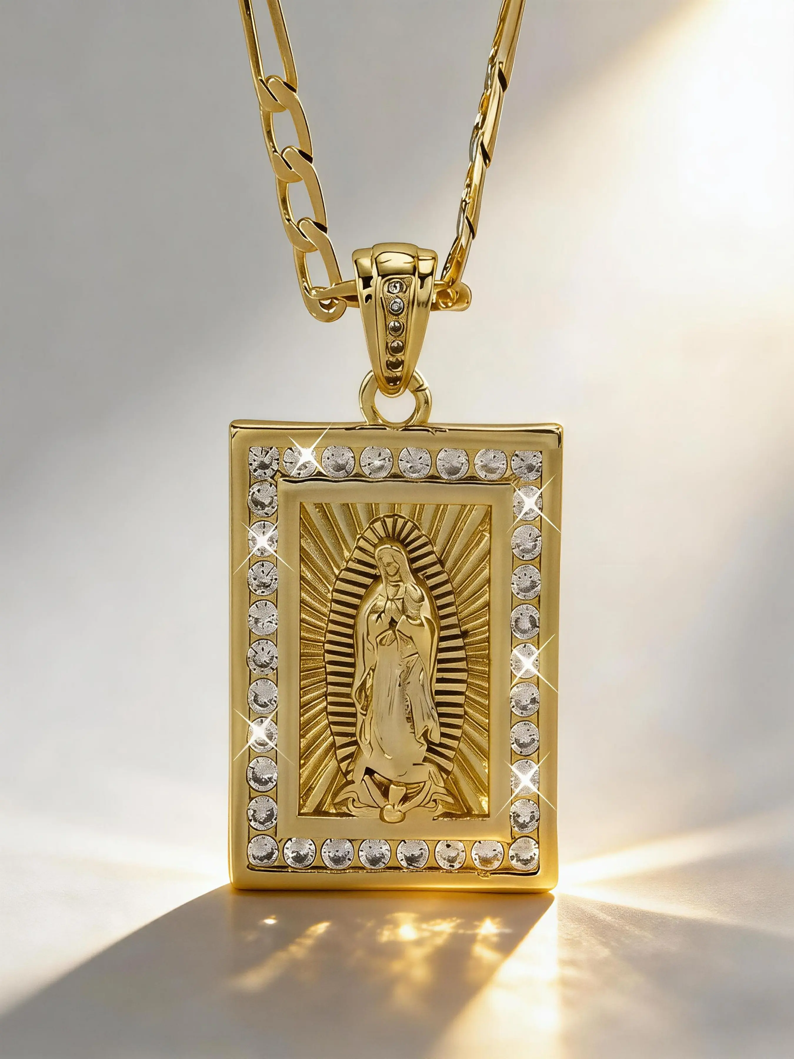 Gold Bohemian Religious Necklace, Embedded 3a Zircon, Christmas and Daily Spiritual Jewelry, Elegant and Meaningful Accessory