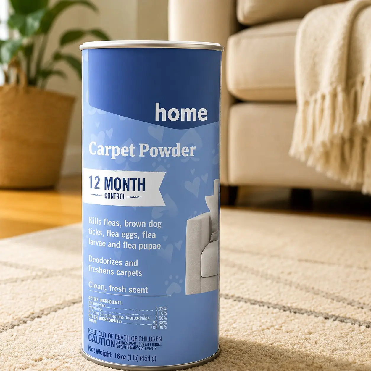 Home Carpet Powder for Fleas and Ticks, Protects Home From Fleas and Deodorizes Carpets, 16 OunceGift