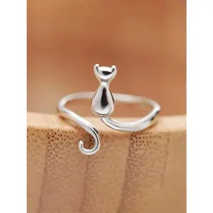 Cute Cat Design Animal Feature Cuff Ring, Trendy Ring, Adjustable Rings, Open Adjustable Rings, Copper Material, Accessories for Women & Girls, Jewelry for Party, Daily Clothing Decor, Unique Rings