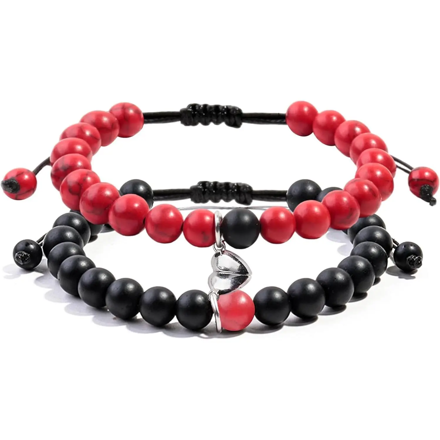 2 count  Couples Bracelets Matching Bracelets Adjustable Connecting Bracelets, Double Rope  Couple Valentines Day Gifts Friendship Beads Bracelet