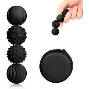 Silicone Magnetic Sensory Balls Fidget Toys - 4 Pack Silent Office Desk Stress Balls, Stress Relief Toys for Adults and Teens(14+), Suitable for Autism, ADHD, and Anxiety (Black)fidget toys