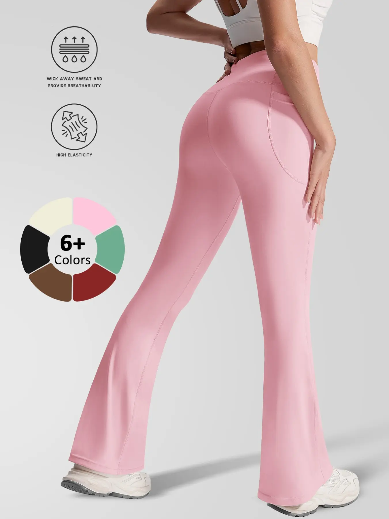 High-Waisted Peach Butt Yoga Bell Bottoms, Soft Naked Fit Slimming Leggings, Sporty Dance Pants, Perfect for Gym and Outdoor Wear