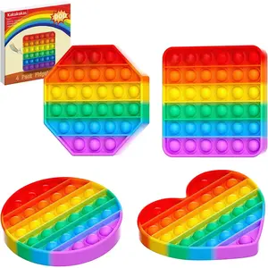 4 Pack Fidget Toys Pop Fidgets Pack Party Favors for Kids & Adults Push Sensory Toys Bulk Toddler Toys Stress Relief Gifts for Easter Christmas Birthday Party Supplies Classroom