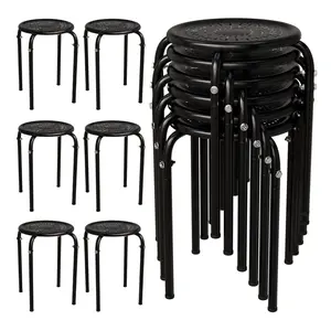 17.7in Metal Stackable Stools Portable Stacking Chairs Nesting Stool Decoration Round Stools Pack of 6 for Home Outdoor Indoor Office