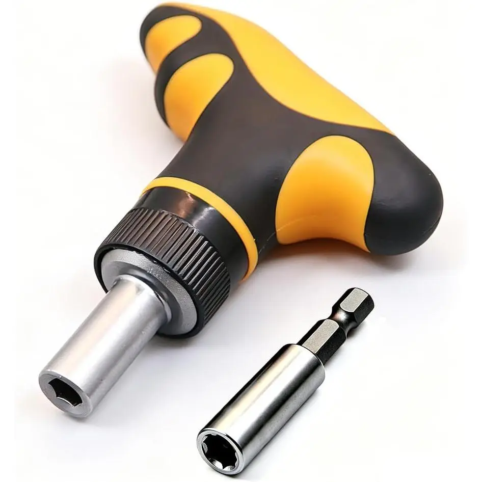 T Handle Ratchet Driver - 1/4" Reversible Ratcheting T-Handle  with 72- Alloy Ratchet Extension Socket Drill Bit Holder,Portable Durable for Professional  Use