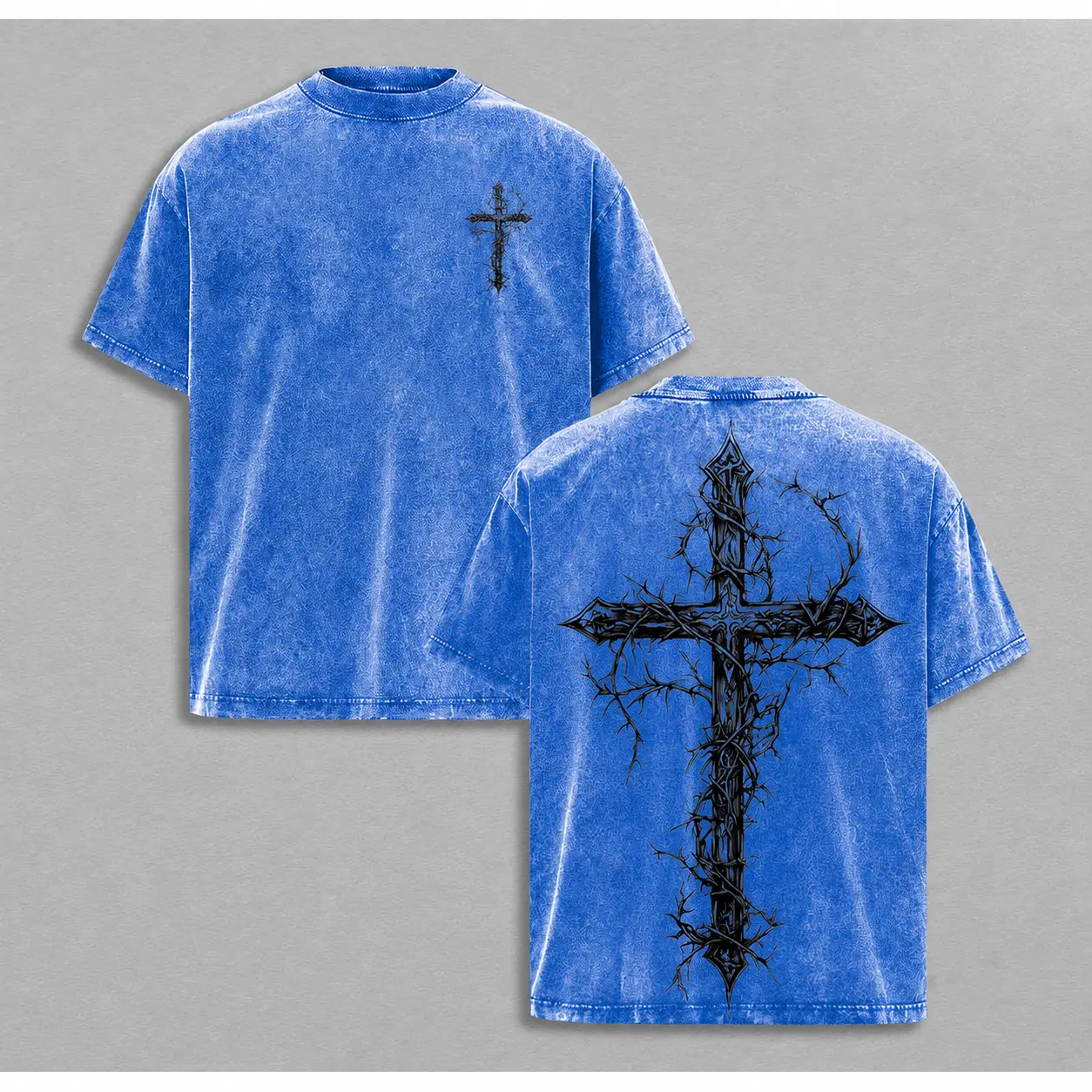 Washed Cotton Tee-blue